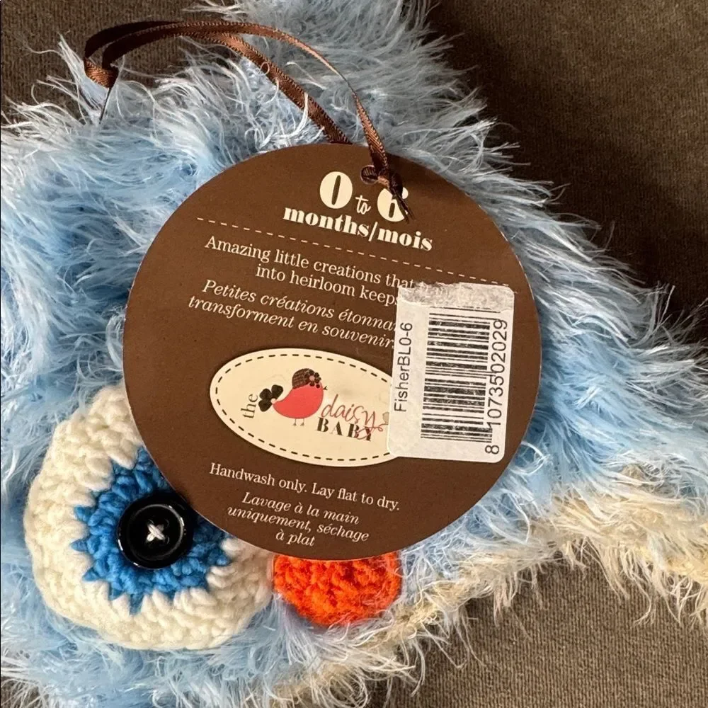 Daisy Baby Unisex Infant Beanie Hat Fisher Blue Owl Photography 0-6 months NWT